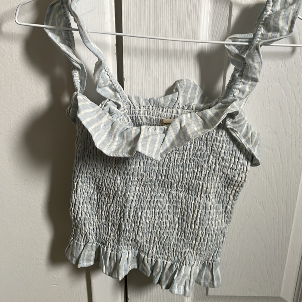 Baby Blue with white stripes tank top